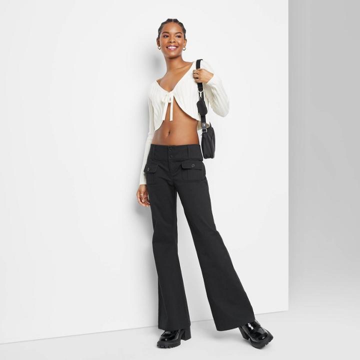 Women's Low-rise Flare Chino Pants - Wild Fable Black