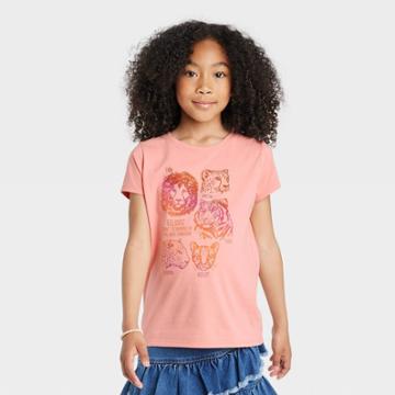 Girls' 'big Cats' Short Sleeve Graphic T-shirt - Cat & Jack Rose Pink