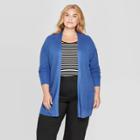 Women's Plus Size Long Sleeve Open Layering Lightweight Cardigan - Ava & Viv Blue