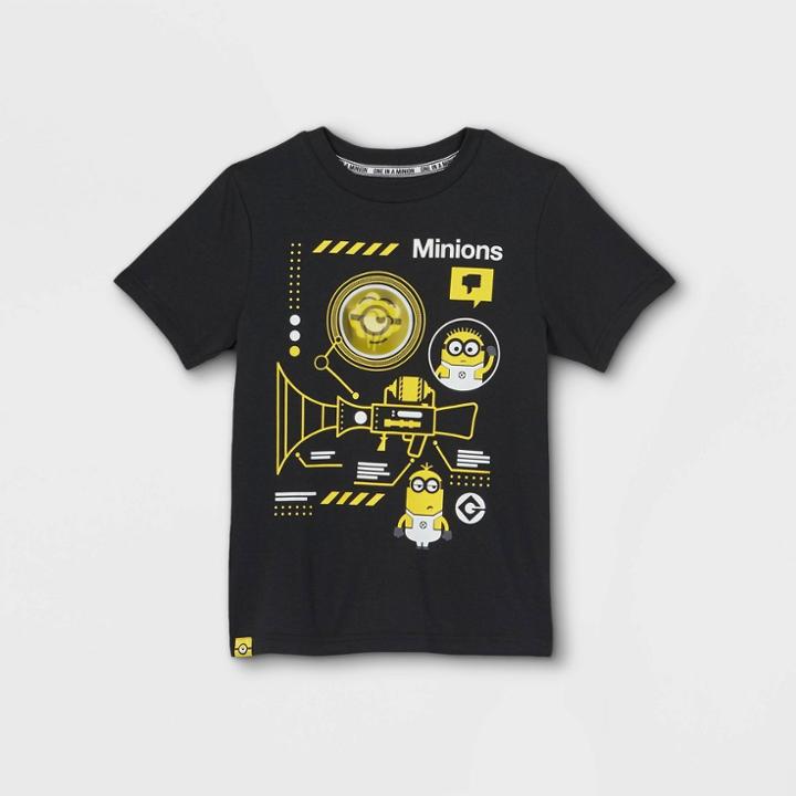 Universal Boys' Minions Fart Blaster Flip Sequins Short Sleeve Graphic T-shirt - Black