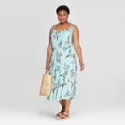 Women's Plus Size Floral Print Sleeveless V-neck Tiered Gauze Maxi Dress - Ava & Viv