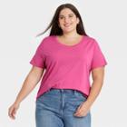 Women's Plus Size Essential Relaxed Scoop Neck T-shirt - Ava & Viv Pink