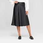 Women's Satin Midi Skirt - A New Day Black
