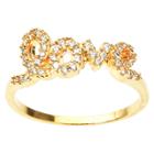 Journee Collection 3/8 Ct. T.w. Round Cut Cz Pave Set Love Ring In Sterling Silver - Gold