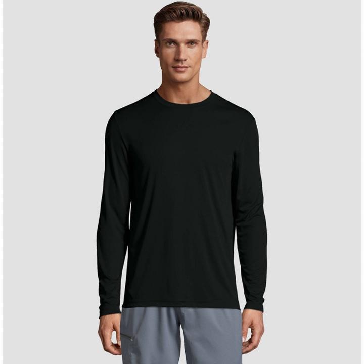 Hanes Men's Big & Tall Long Sleeve Cooldri Performance T-shirt -black