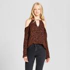 Women's Printed Keyhole Off The Shoulder Top - Mossimo Supply Co. Brown