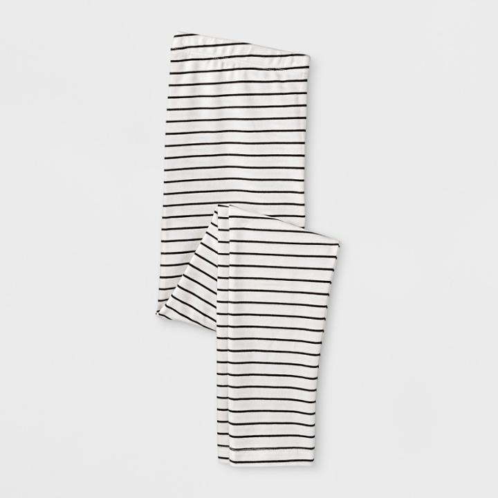 Girls' Favorite Gray Stripe Leggings - Cat & Jack Cream (ivory)