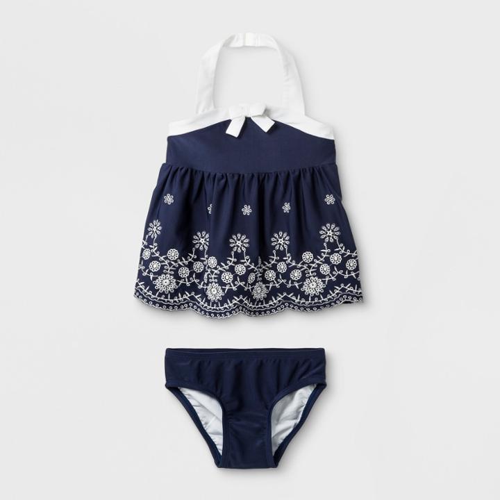 Toddler Girls' 2pc Tankini - Cat & Jack Navy 2t, Girl's, Blue