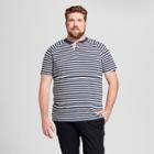 Men's Tall Striped Standard Fit Short Sleeve Henley Shirt - Goodfellow & Co Navy