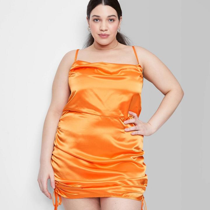 Women's Plus Size Sleeveless Ruched Side Bodycon Dress - Wild Fable Orange