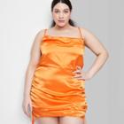 Women's Plus Size Sleeveless Ruched Side Bodycon Dress - Wild Fable Orange