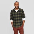 Men's Plaid Standard Fit Long Sleeve 1-pocket Flannel Button-down Shirt - Goodfellow & Co Black S, Men's,