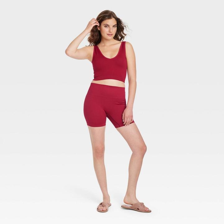 Women's Seamless Bike Shorts - Colsie Red