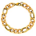 Men's Crucible Gold Plated Stainless Steel Figaro Chain Bracelet (11mm) - Gold (9),