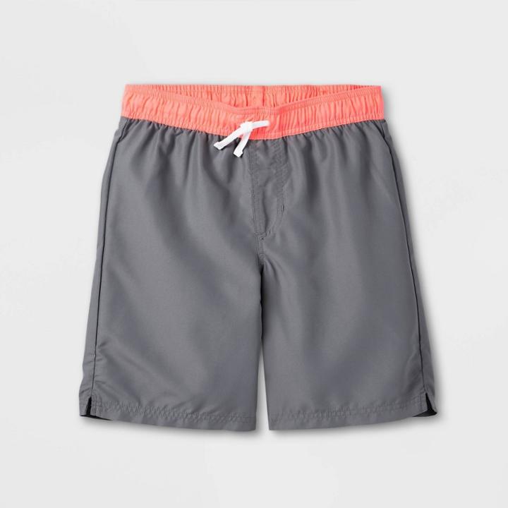 Boys' Solid Volley Swim Trunks - Cat & Jack Gray
