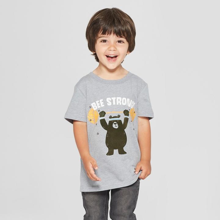 Toddler Boys' Bee Strong Graphic Short Sleeve T-shirt - Cat & Jack Gray