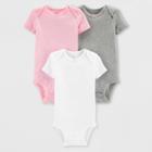 Little Planet By Carter's Baby Girls' 3pk Bodysuits - Pink/white/gray