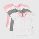 Honest Baby Baby Girls' 4pk Love Dot Organic Cotton Puff Sleeve T-shirt - Pink