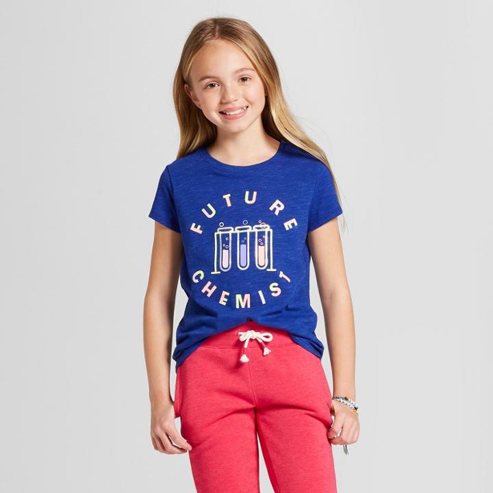 Petitegirls' Short Sleeve Future Chemist Graphic T-shirt - Cat & Jack Blue L, Girl's,
