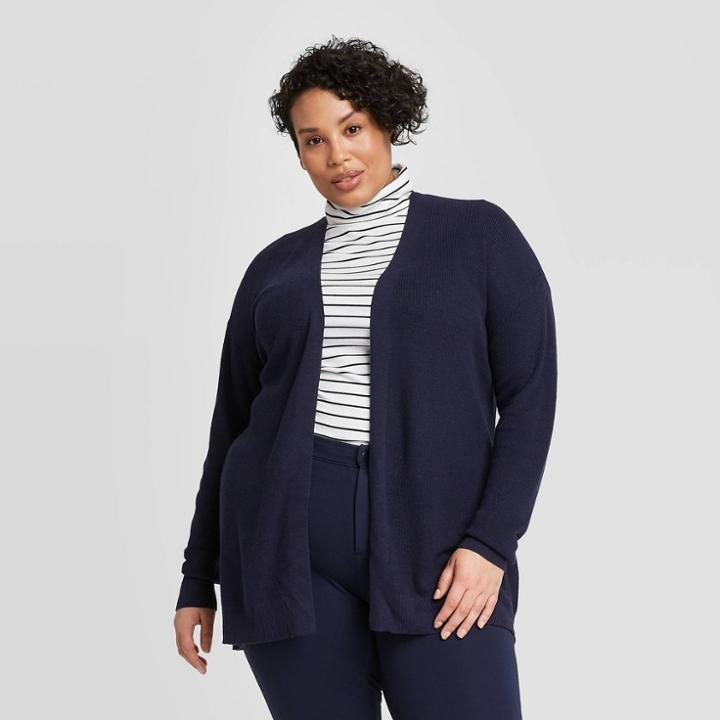 Ava & Viv Women's Plus Size Long Sleeve Open Layering Lightweight Cardigan - Ava &viv Navy X, Women's, Blue