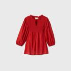 Women's Button-front Peasant Top - Universal Thread Red