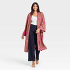 Women's Floral Duster - A New Day Brown/fucshia