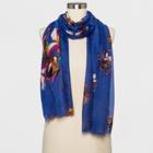 Women's Oblong Scarf With Floral Print - A New Day Blue