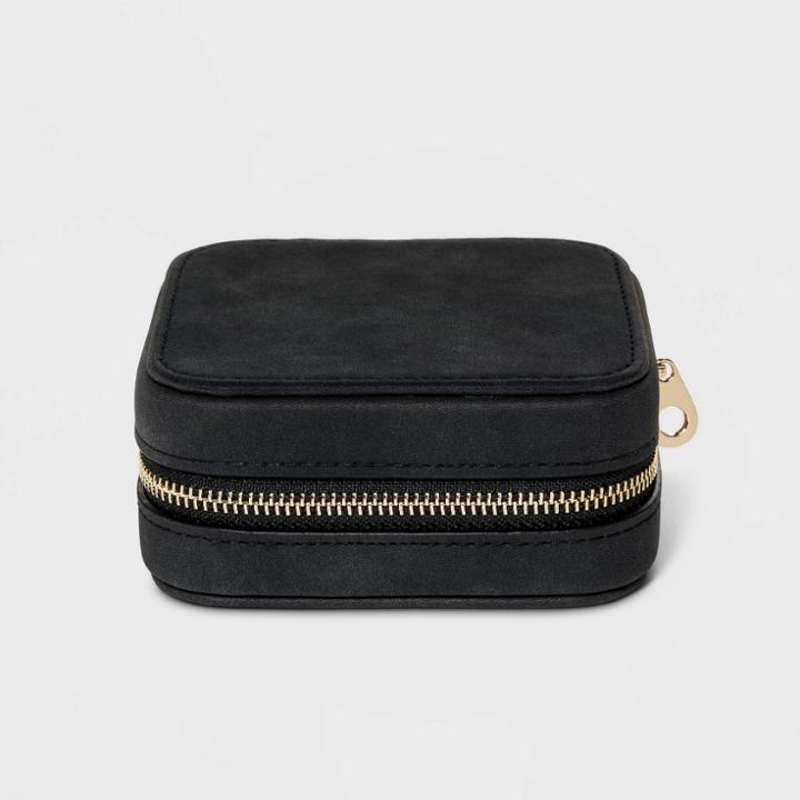 Velvet Small Jewelry Travel Case Organizer - A New Day Black