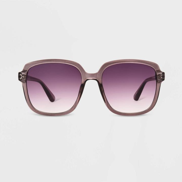 Women's Shiny Plastic Square Sunglasses- Universal Thread Purple