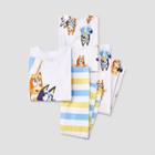 Toddler Boys' 4pc Bluey Striped Snug Fit Top And Pants Pajama Set - White