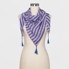 Women's Striped Large Square Scarf - A New Day Indigo (blue)