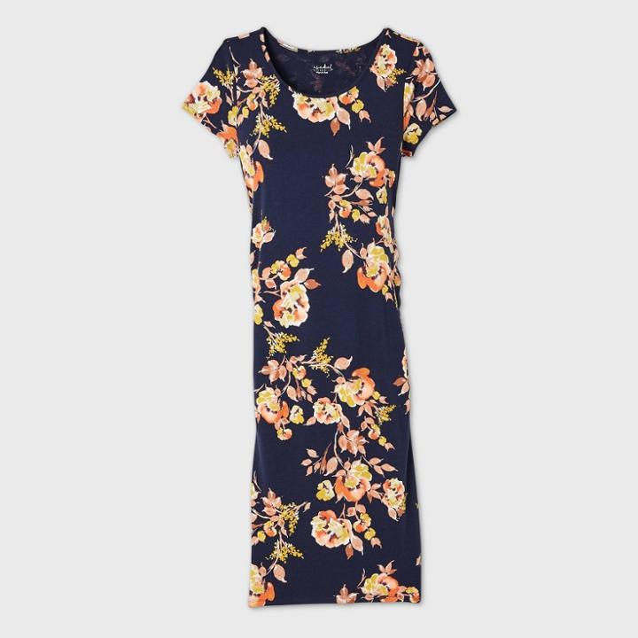 Floral Print Short Sleeve T-shirt Maternity Dress - Isabel Maternity By Ingrid & Isabel Xs,