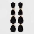 Gold With Black Faceted Cabochons Drop, Linear And Statement Earrings - A New Day Black