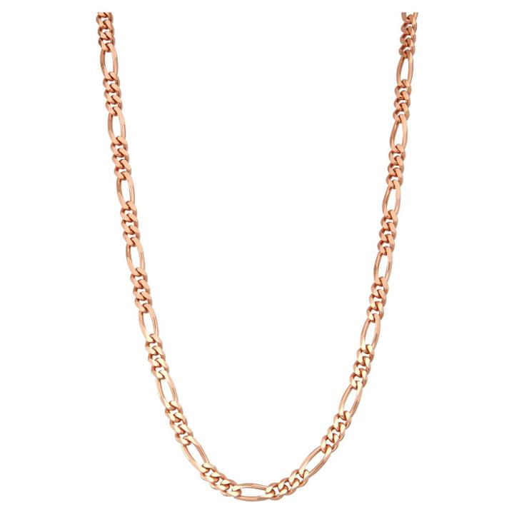 Tiara Rose Gold Over Silver 18 Figaro Chain Necklace,
