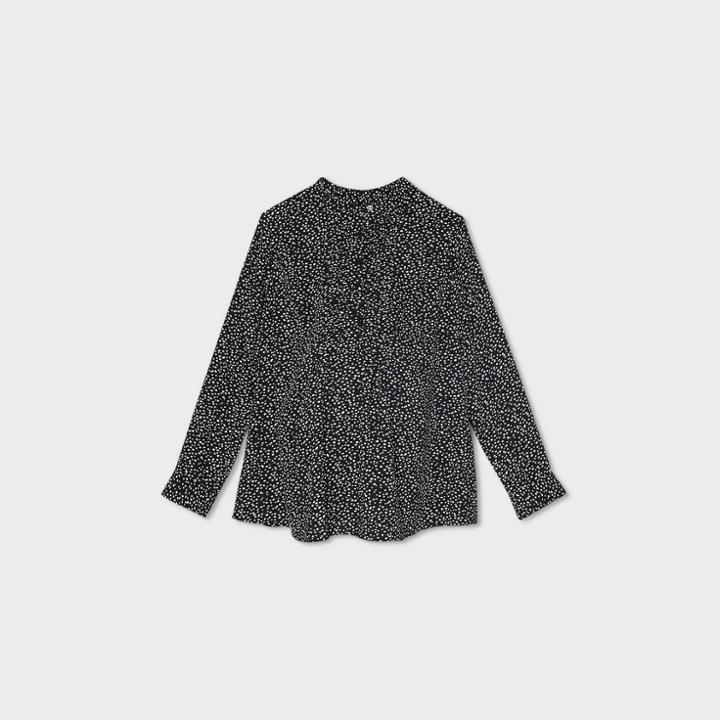 Maternity Long Sleeve Rolled Tab Woven Top - Isabel Maternity By Ingrid & Isabel Black/white