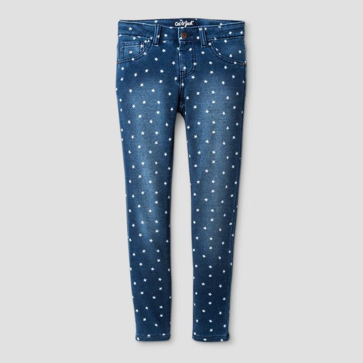 Girls' Star Print Leggings Pants - Cat & Jack Medium Blue