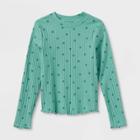 Girls' Long Sleeve Rib T-shirt - Cat & Jack Ocean Green