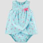 Baby Girls' Flamingo Print One Piece Sunsuit/sundress - Just One You Made By Carter's Blue/pink