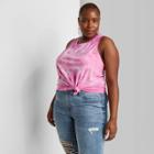 Women's Plus Size Tie-dye Racerback Tank Tank Top - Wild Fable Pink/white 1x, Women's,