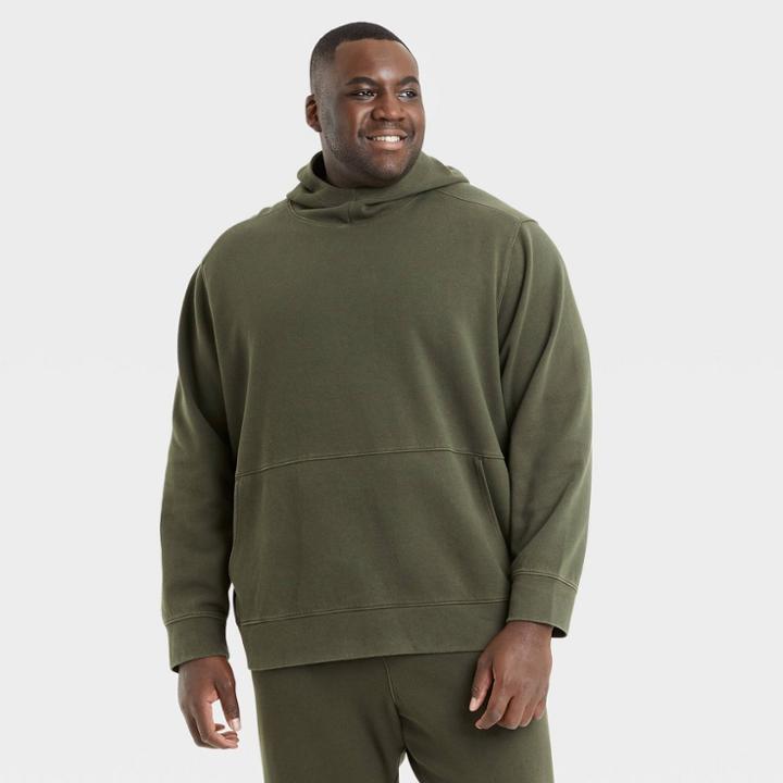 Men's Big & Tall Premium Washed Fleece Sweatshirt - All In Motion Olive Green