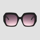 Women's Square Sunglasses With Burgundy Gradient Lenses - A New Day Black