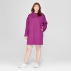 Women's Plus Size Long Sleeve Mock Neck Scuba T-shirt Dress - Prologue Purple X
