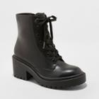 Women's Lupe Ww Faux Leather Wide Width Combat Boots - Universal Thread Black 5.5w,