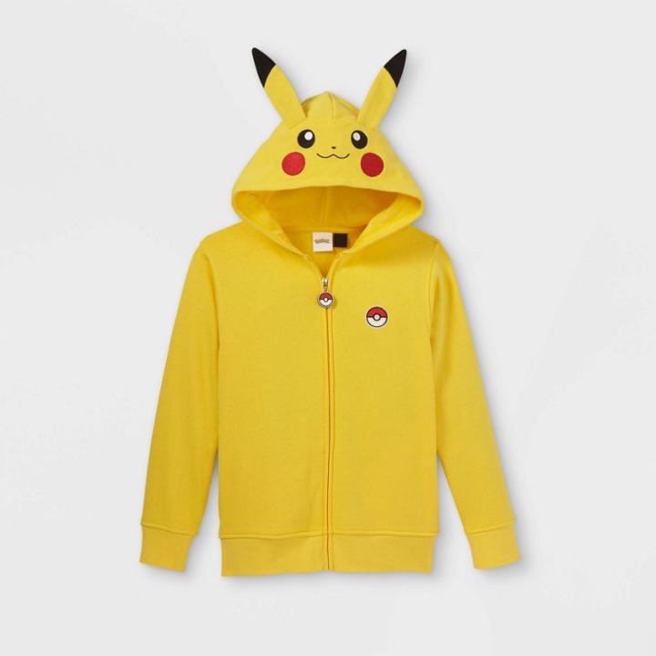 Boys' Pokemon Pikachu Costume Hoodie Sweatshirt - Yellow