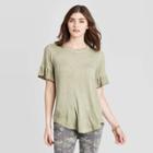 Women's Ruffle Short Sleeve Scoop Neck T-shirt - Knox Rose Olive Xs, Women's, Green