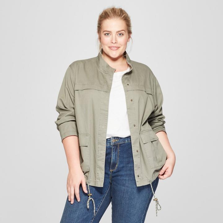 Women's Plus Size Utility Jacket - Universal Thread Olive X, Green