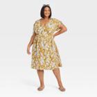 Women's Plus Size Short Sleeve Tied Dress - Ava & Viv Metallic Gold X
