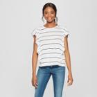 Women's Striped Ruffle Short Sleeve T-shirt - Grayson Threads (juniors') Black