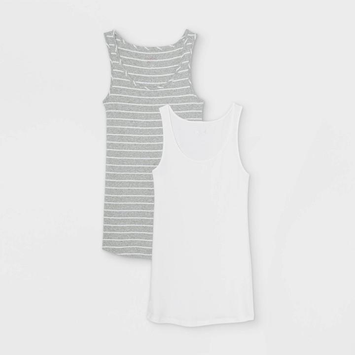 Maternity Rib 2pk Bundle Tank Top - Isabel Maternity By Ingrid & Isabel White/gray