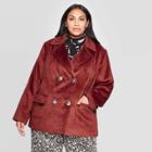 Women's Plus Size Loose Fit Long Sleeve Front Button-down Jacket - Who What Wear Red